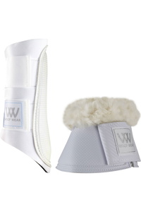 Woof Wear Club Brushing Boots & Pro Overreach Sheepskin Boots Bundle WB0003WB0052 - White
